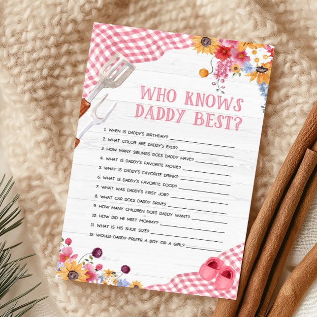 Chuveiro Churrasco Rosa Quem Conhece Melhor o Papa (Girl Baby-Q Baby Shower Who Knows Daddy Best Game)