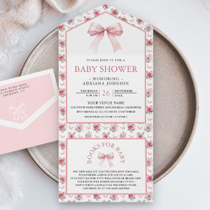 Chuveiro de Bebê Laço Coquette Rosa Floral Fofo