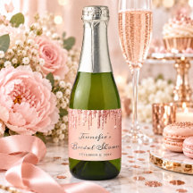Chuveiro de Noiva Chic Rosa Dourado Brilho Script