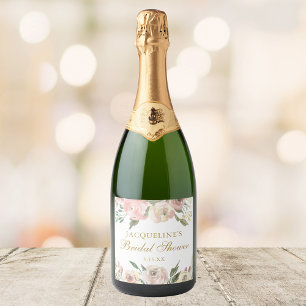 Chuveiro Nupcial Elegante Rosa Floral Dourado Pers