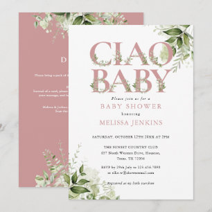 Ciao Baby Dusty Rose Floral Convite de Chá de Bebê