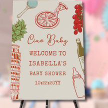 Ciao Baby Line Art Italian Pizza Baby Shower