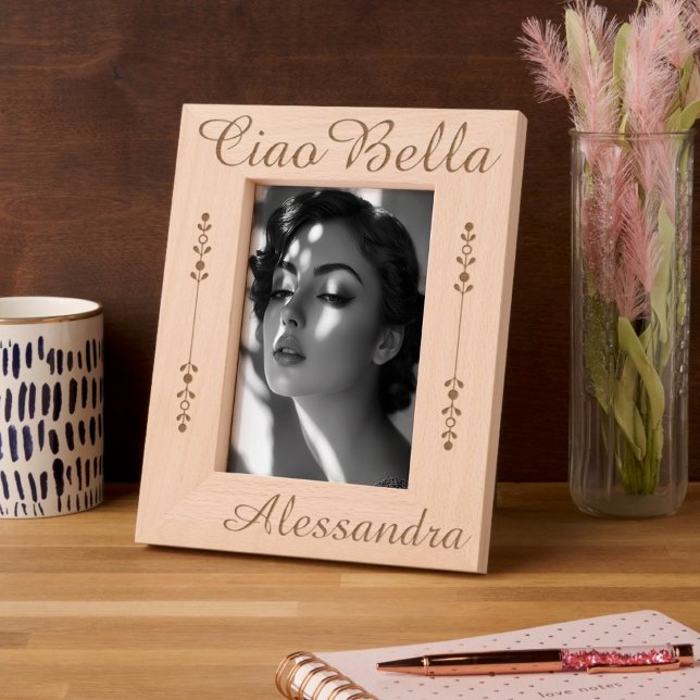 Ciao Bella Personalizado (Ciao Bella Personalized Etched Wooden Frame - Charming Italian Gift)