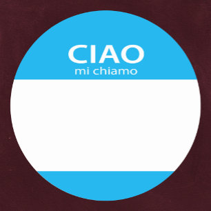Ciao Mi Chiamo nome de etiqueta italiano de saudaç