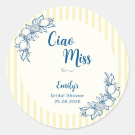 Ciao Miss Bridal Shower Adesivo Redondo