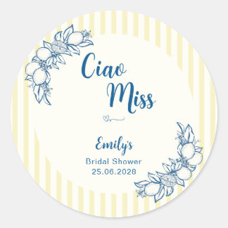 Ciao Miss Bridal Shower Adesivo Redondo