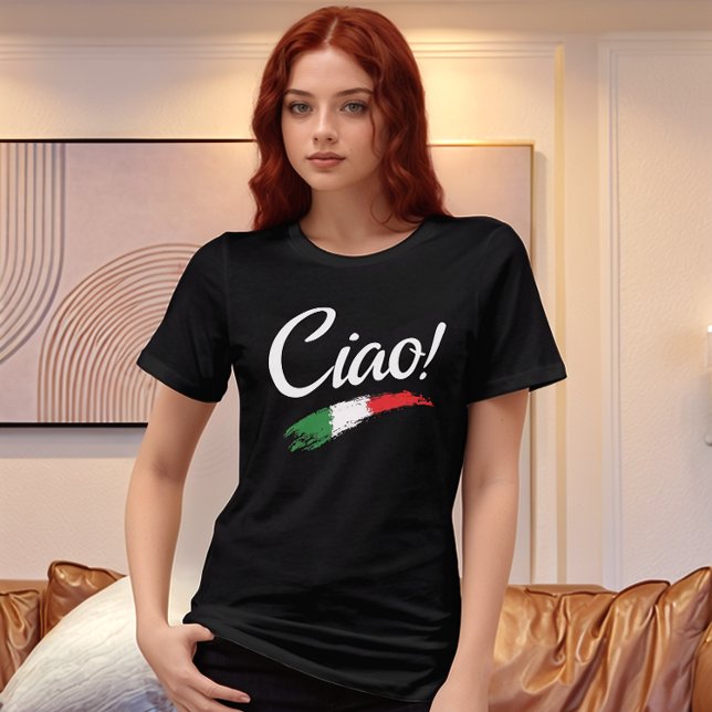 Ciao Script Texto Branco Camiseta Tri-Mista Femini (Criador carregado)