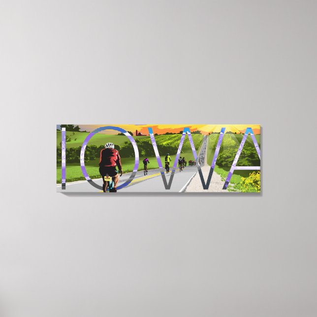 Ciclismo em Iowa Canvas Art (Frente)
