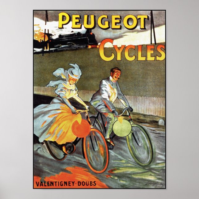 Ciclos de Peugeot - Poster de Bicicleta de Vintage (Frente)