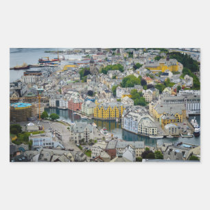 Cidade Alesund de Nouveau da arte, etiqueta de