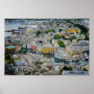 Cidade Alesund de Nouveau da arte, poster de