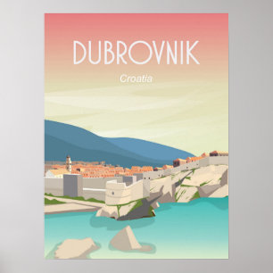 Cidade antiga do poster de viagens Dubrovnik, na C
