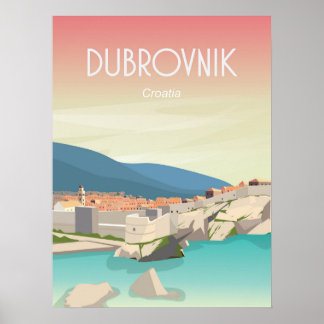 Cidade antiga do poster de viagens Dubrovnik, na C