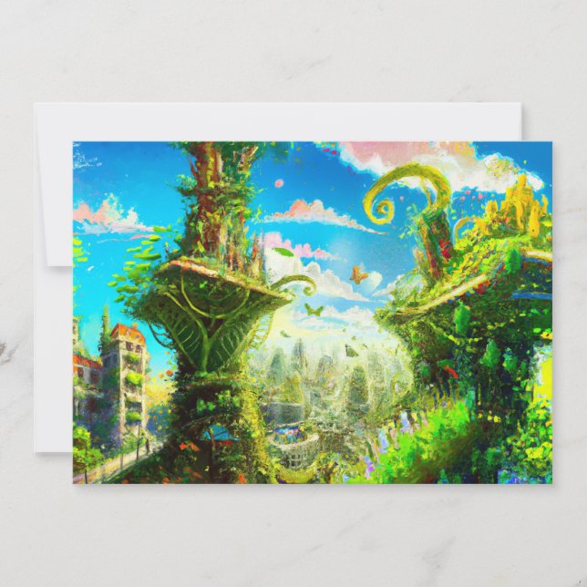 Cidade Colorida Futurística, Arte Gerada por AI (Frente)