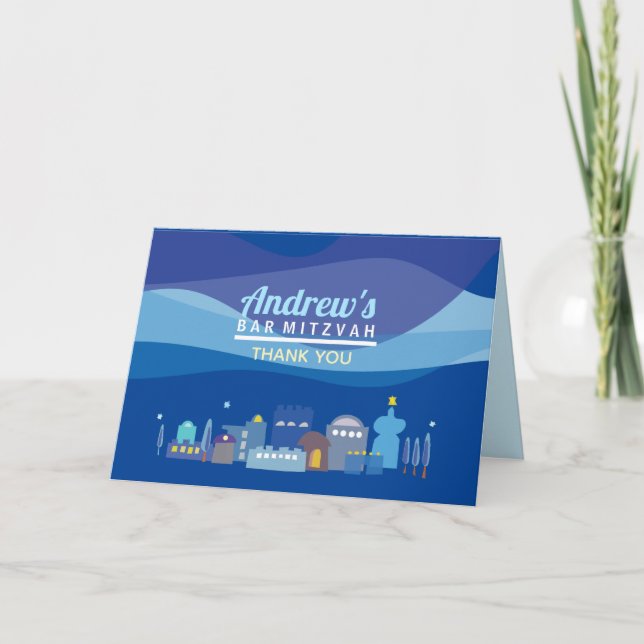 CIDADE de cartões de agradecimentos de Mitzvah do (Frente)