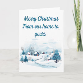 Cidade de inverno cartão de Natal editável