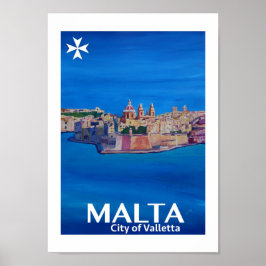 Cidade de Malta de Valetta Retro Poster