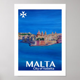 Cidade de Malta de Valetta Retro Poster