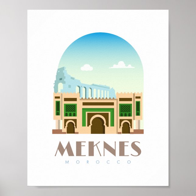 Cidade de Meknes, morocco, Poster Skyline (Frente)