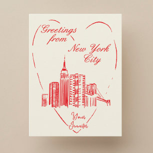 Cidade de Nova York cartão postal pintado à mão NY