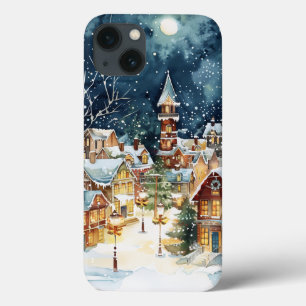 Cidade ilustrativa de Natal na neve