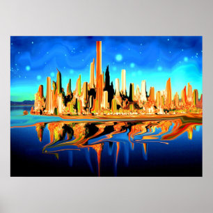 Cidade mágica América - impressão da arte da