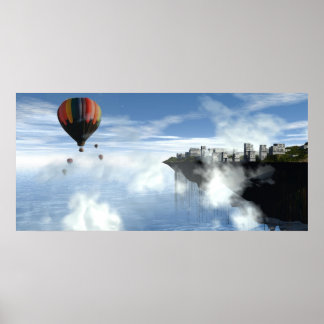 Cidade nas nuvens Abstrato Impressão