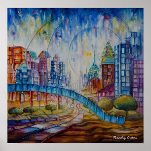 Cidade no abstrato da paz - impressão das canvas