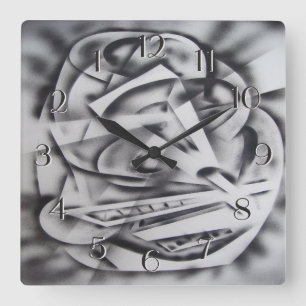 Cidade no Repouso Relógio Negro e Branco