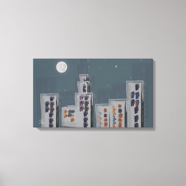 Cidade Noite Estreita Canvas (Frente)