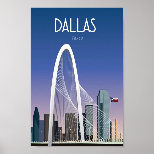 Cidade poster de viagens de Dallas Texas (Frente)
