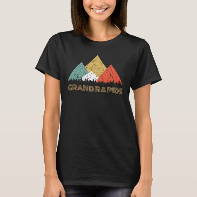 Cidade retro da camisa da montanha de Grand Rapids (Frente)