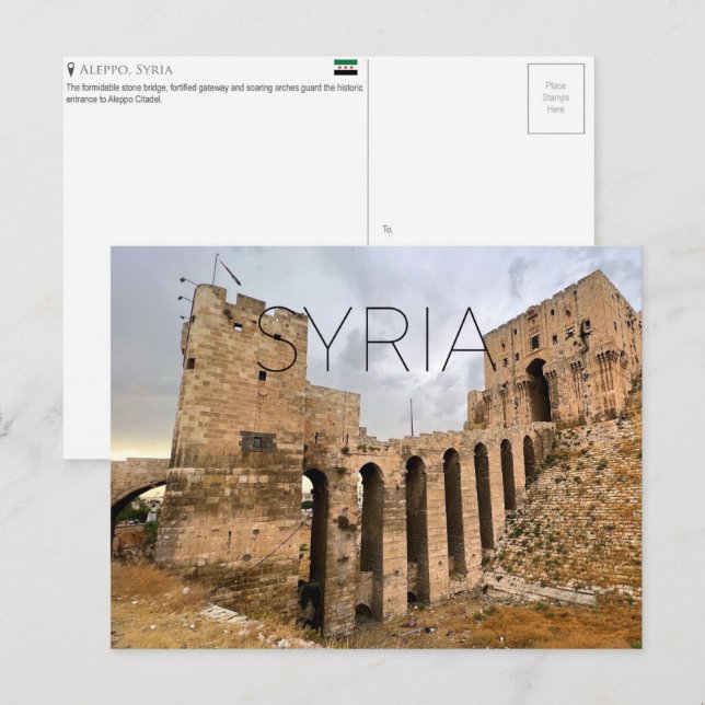 Cidadela de Alepo, cartão postal de viagem da Síri (Frente/Verso)
