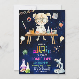 Cientista, convite de aniversário de menina de Ciê