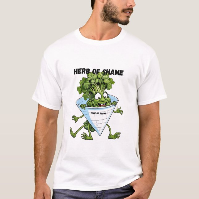 Cilantro - Herbo da Vergonha T-Shirt Engraçado (Frente)