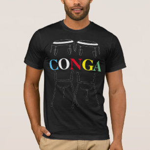 Cilindros do Conga e t-shirt preto do texto
