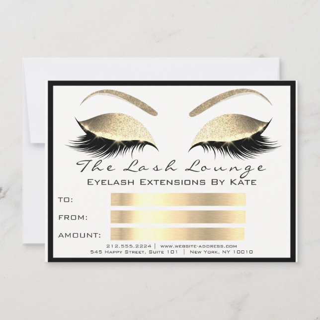 Cílios Lux Dourado Branco Certificado de Presente  (Frente)
