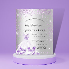 Cinceanera, glitz de vestido roxo prateado