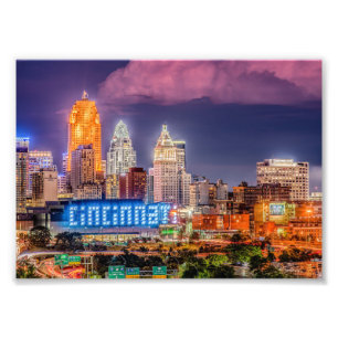 Cincinnati Ohio Night Skyline - Impressão de Foto