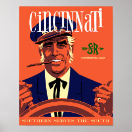 Cincinnati, poster de viagens de ferrovia estilo V