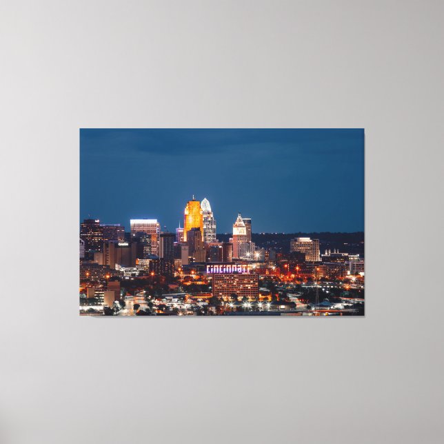 CINCINNATI SKYLINE IMPRESSÃO NA CANVAS ESTREITA (Frente)