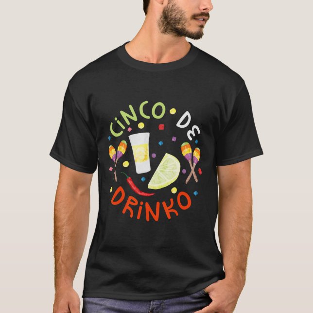 Cinco de Drinko Camisas Homens Mulheres Cinco de M (Frente)