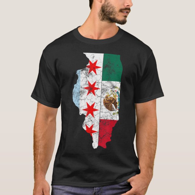 Cinco de Mayo Camisa Chicago Bandeiras mexicanas M (Frente)