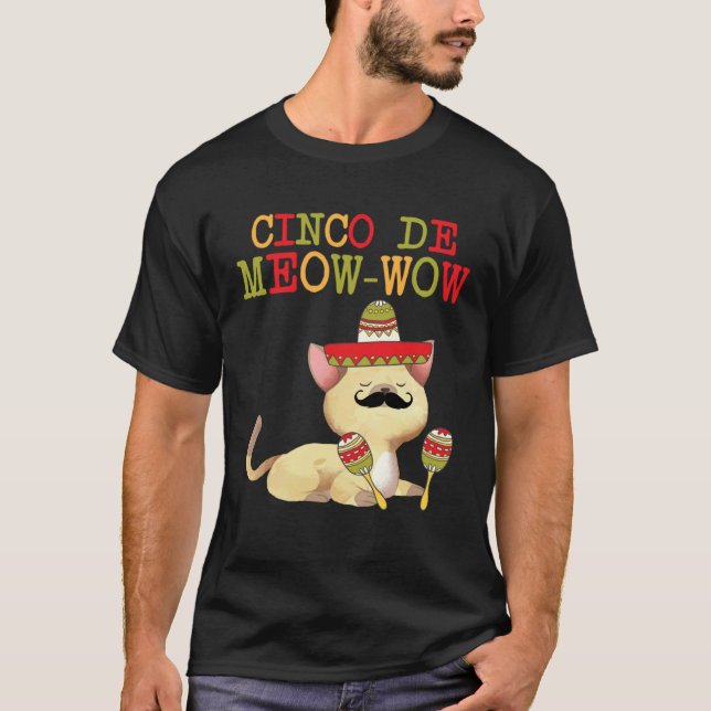 Cinco De Mayo Camisetas Cinco De Meow Wow Gato Cri (Frente)
