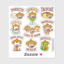 Cinco de Mayo - Cinco de Meow - Adesivos de Gato D