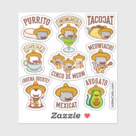 Cinco de Mayo - Cinco de Meow - Adesivos de Gato D