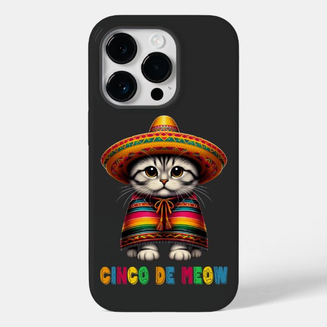 Cinco De Mayo Engraçado Gato Mexicano Sombrero Meo (Verso)
