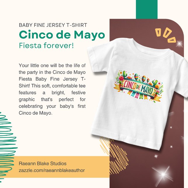 Cinco de Mayo Fiesta Baby Fine Jersey T-Shirt (Criador carregado)