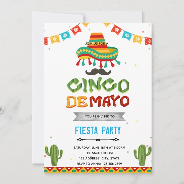 Cinco de mayo fiesta convite (Frente)