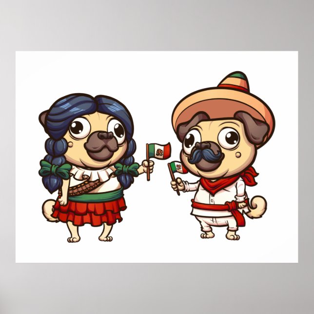 Cinco De Mayo Pugs Poster (Frente)